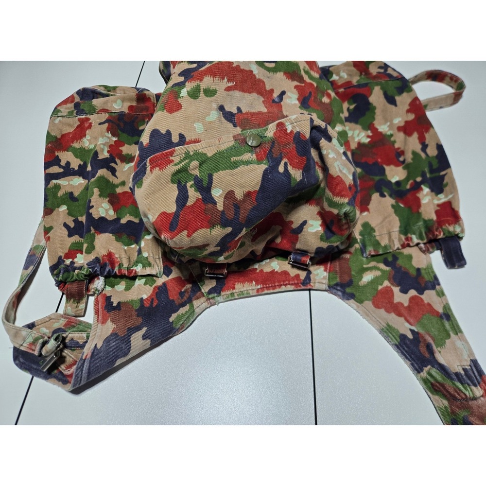 Vintage Swiss Army Camouflage Backpack Bag‎ Military Issue Field Pack